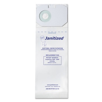 Janitized Vacuum Filter Bags Designed to Fit Nilfisk CarpeTwin Upright 16XP/20XP (100/Carton)
