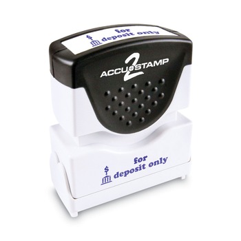 ACCUSTAMP2 1.63 in. x 0.5 in. FOR DEPOSIT ONLY Pre-Inked Shutter Stamp - Blue