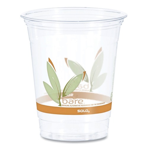 Cups and Lids | Dart RTP12BARE 12 - 14 oz. Squat Bare Eco-Forward RPET Cold Cups - Leaf Design/Clear (1000/Carton) image number 0