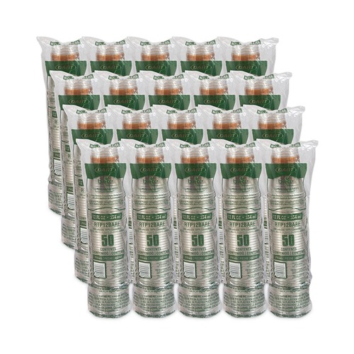 Cups and Lids | Dart RTP12BARE 12 - 14 oz. Squat Bare Eco-Forward RPET Cold Cups - Leaf Design/Clear (1000/Carton) image number 0