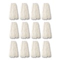 Mops | Rubbermaid Commercial FGV41800WH00 12-Piece 24 oz. Economy Cut-End Rayon Mop Head with 1 in. Band (White) image number 0