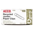 Office Jansan | ACCO A7072525A Jumbo Smooth Recycled Paper Clips - Silver (1000/Pack) image number 2