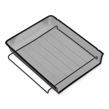 Universal UNV20012 17 in. x 10.88 in. x 2.5 in. Deluxe Mesh Stacking Side Load Tray - Legal Size, Black