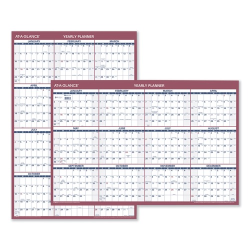  | AT-A-GLANCE PM212-28 12 Month: Jan 2026 to Dec 2026 24 in. x 36 in. Vertical/Horizontal Wall Calendar - White/Blue/Red Sheets image number 0