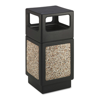 Safco 9472NC Canmeleon Side-Open Receptacle, Square, Aggregate/polyethylene, 38gal, Black
