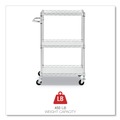 Cleaning Carts | Alera ALESW322416SR 24 in. x 16 in. x 39 in. 450 lbs. Capacity 3-Shelf Wire Cart with Liners - Silver image number 4