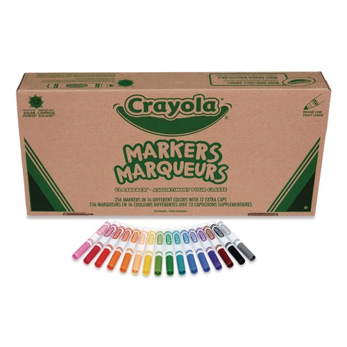 Permanent Markers | Crayola 588201 Broad Bullet Tip Non-Washable Marker - Assorted Classic Colors (256/Box) image number 0
