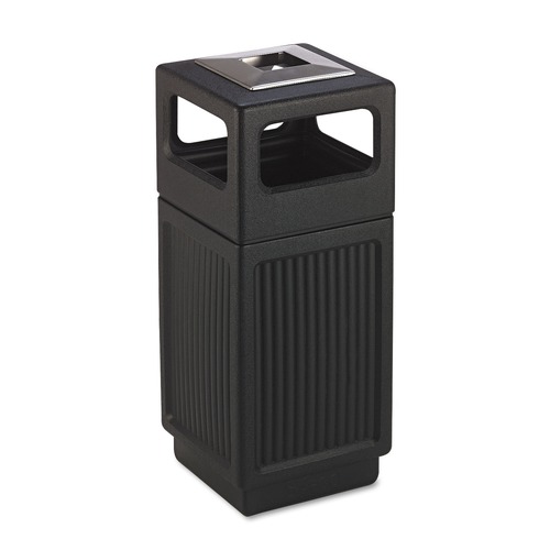 Trash & Waste Bins | Safco 9474BL Canmeleon 15-Gallon Polyethylene Recessed Panel Receptacles - Black image number 0