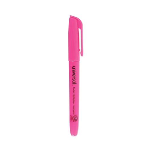 Universal UNV08855 Fluorescent Ink, Chisel Tip, Pocket Highlighters - Pink (1 Dozen) image number 0