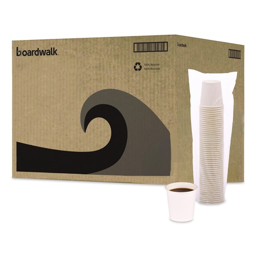 Cups and Lids | Boardwalk BWKWHT4HCUP 4 oz Paper Hot Cups - White (50/Sleeve, 20 Sleeves/Carton) image number 0