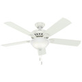 Ceiling Fans | Hunter 53358 52 in. Fletcher Five Minute Ceiling Fan with Light (Fresh White) image number 0