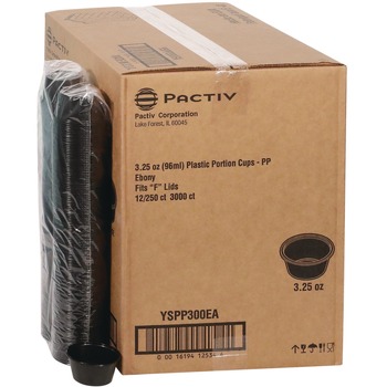 Pactiv Corp. YSPP300EA 3.25 oz. Plastic Portion Cup - Black (3000/Carton)
