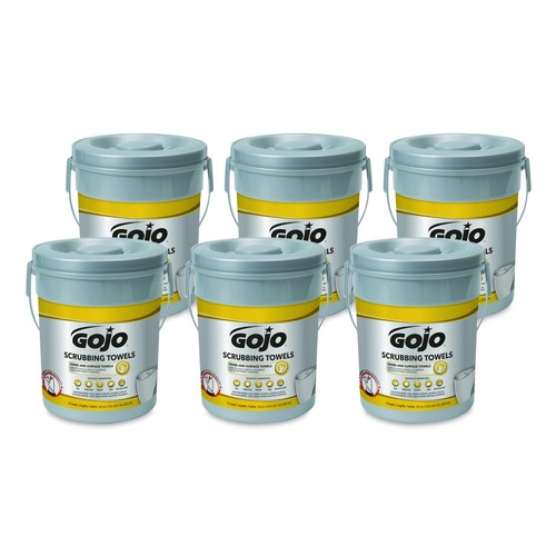 Cleaning & Janitorial Supplies | GOJO Industries 6396-06 10.5 in. x 12 in. 2-Ply Hand Cleaning Scrubbing Towels - Silver/Yellow (6/Carton) image number 0