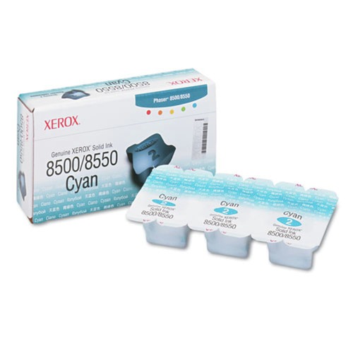 Ink & Toner | Xerox 108R00669 1033 Page Yield Solid Ink Sticks for Phaser 8500/8550 - Cyan (3-Piece/Box) image number 0