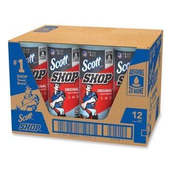 Scott 9.4 in. x 11 in. Standard Shop Towels - Blue (55/Roll 12 Rolls/Carton)