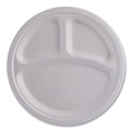 Bowls and Plates | Eco-Products EP-P007NFA Vanguard 10 in. diameter 3-Compartment Renewable and Compostable Sugarcane Plates - White (500/Carton) image number 0