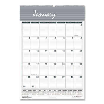 House of Doolittle 8.5 in. x 11 in. 12-Month (Jan-Dec 2026) Bar Harbor Recycled Wirebound Monthly Wall Calendar - White/Blue/Gray Sheets