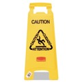 Safety Equipment | Rubbermaid Commercial FG611200YEL 11 in. x 12 in. x 25 in. Multilingual "Caution" Floor Sign - Bright Yellow image number 0