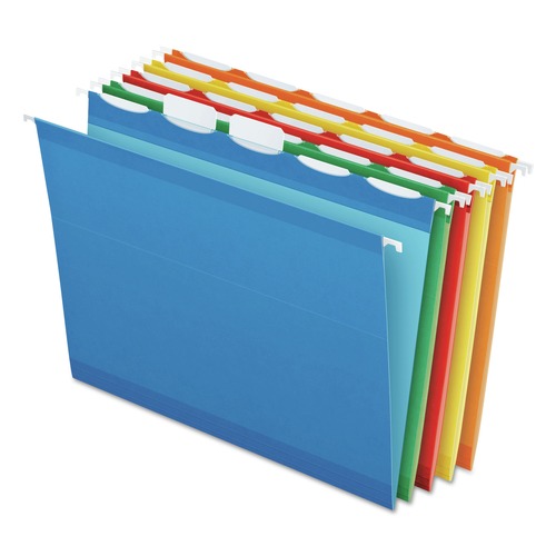 Office Jansan | Pendaflex 42592 Ready-Tab 1/5-Cut Tabs Colored Reinforced Hanging Letter Folders - Assorted File Folder Colors (25/Box) image number 0