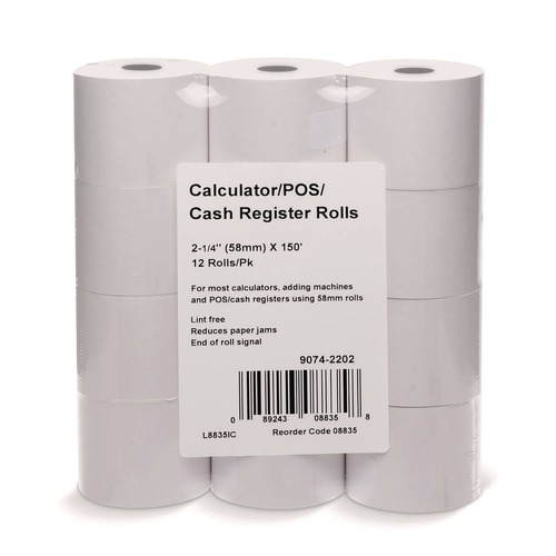 Office & Office Supplies | PM Company 8835 2.25 in. x 150 ft. Impact Bond Paper Rolls - White (12/Pack) image number 0