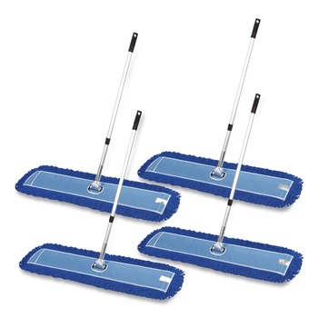 Gritt Commercial GRI17448T4PK 48 in. x 5 in. Microfiber Head 40 in. to 72 in. Silver Aluminum Handle Dust Mop with Telescopic Handle - Blue (4/Kit)