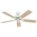 Ceiling Fans | Hunter 53358 52 in. Fletcher Five Minute Ceiling Fan with Light (Fresh White) image number 3