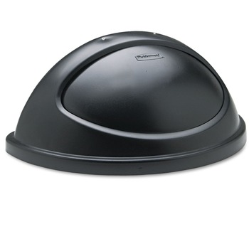 Rubbermaid Commercial 21.38 in. x 12.38 in. x 9.13 in. Untouchable Plastic Half-Round Lid - Black