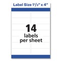 Office Jansan | Avery 08462 1.33 in. x 4 in. Easy Peel Address Labels with Sure Feed Technology for Inkjet Printers - White (14/Sheet, 100 Sheets/Box) image number 5
