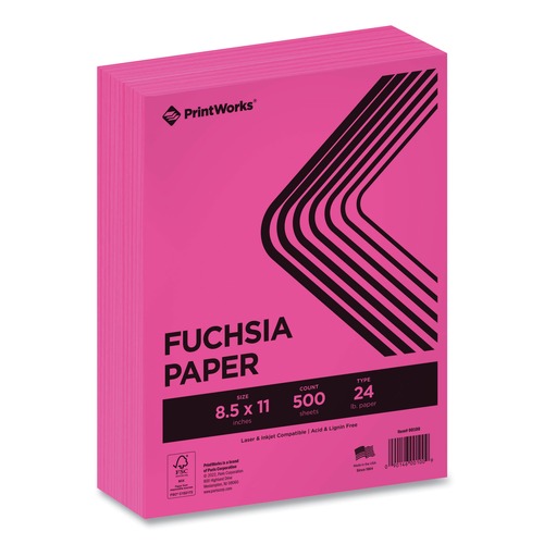 Cleaning & Janitorial Supplies | PrintWorks Professional 00100 8.5 in. x 11 in. 24 lbs. Text Weight Color Paper - Fuchsia (1-Ream) image number 0