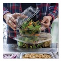 Food Trays, Containers, and Lids | World Centric KL-CS-6N 5.9 in. x 6.4 in. x 3.5 in. 19 oz. Plastic Hinged Clamshells - Clear (500/Carton) image number 2