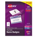 Office Jansan | Avery 05384 4 in. x 3 in. Top Load Clip-Style Name Badge Holder with Laser/Inkjet Insert - White (40/Box) image number 0