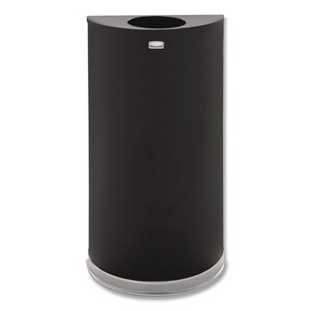 Rubbermaid Commercial 12 gal. European and Metallic Series Open Top Half-Round Steel Receptacle - Black/Chrome