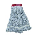 Customer Appreciation Sale - Save up to $60 off | Boardwalk BWK553 Rayon/Polyester Wide Floor Finish Mop Head - Large, White/Blue (12/Carton) image number 1