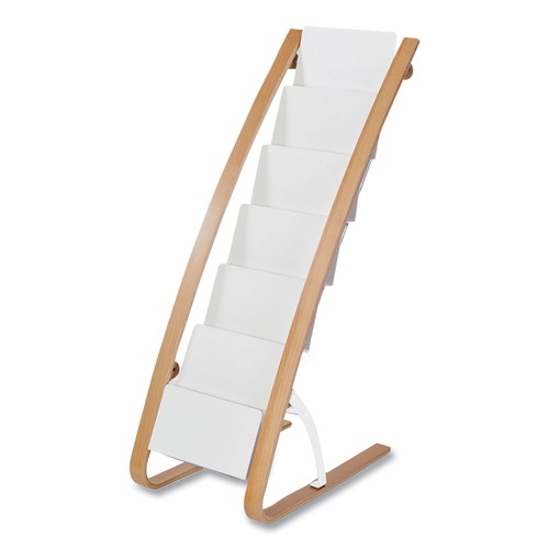 Office Furniture & Lighting | Alba DDEXPO6WBC 19.68 x 13.38 x 36.61 Literature Floor Display Rack - White/Woodgrain image number 0