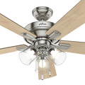 Ceiling Fans | Hunter 54206 52 in. Crestfield Brushed Nickel Ceiling Fan with Light image number 7