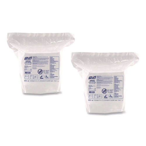 Hand Wipes | PURELL 9103-02 Surface Multi-Purpose Disinfecting Wipes, 1-Ply, 5 x 7, Fresh Citrus, White, 2/Carton image number 0