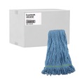 Mops | Boardwalk BWK502BLNBCT 1 in. Headband Cotton/Synthetic Fiber Super Loop Wet Mop Head - Medium, Blue (12/Carton) image number 2