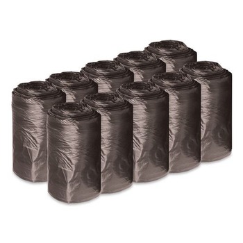 Boardwalk 16 Gallon 0.35 mil 24 in. x 32 in. Perforated Roll Low-Density Waste Can Liners - Black (50 Bags/Roll, 10 Rolls/Carton)