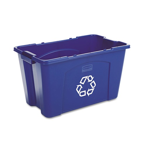 Trash & Waste Bins | Rubbermaid Commercial FG571873BLUE 18 Gallon Polyethylene Stacking Recycle Bin - Blue image number 0