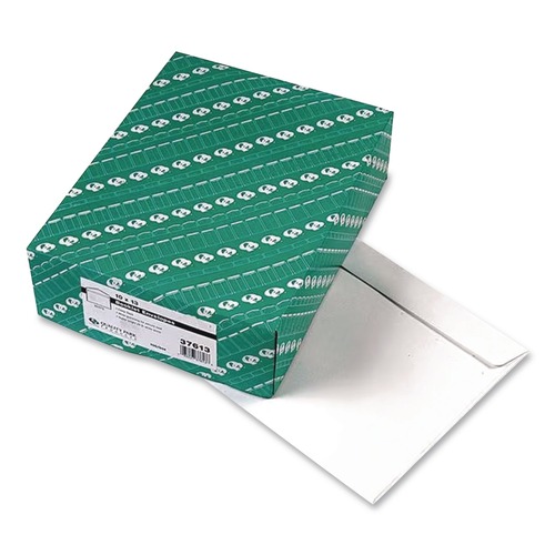Office Jansan | Quality Park QUA37613 10 in. x 13 in. #13 1/2, Cheese Blade Flap, Gummed Closure, Open-Side Booklet Envelope - White (100/Box) image number 0