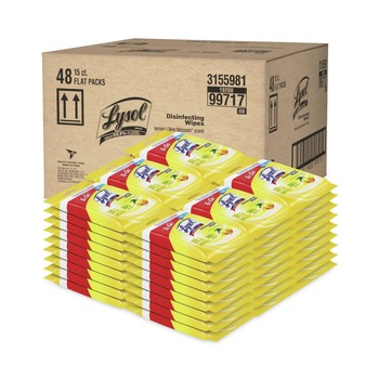 LYSOL Brand 19200-99717 15 Wipes/Flat Pack, 48 Flat Packs/Carton 6.29 in. x 7.87 in. Lemon and Lime Blossom Disinfecting Wipes