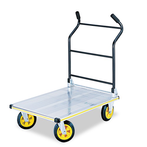 | Safco 4053NC STOW AWAY 1000 lbs. Capacity 24 in. x 39 in. x 40 in. Platform Truck - Aluminum/Black image number 0