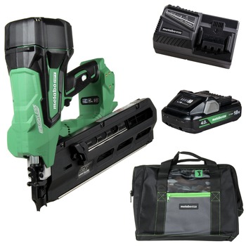 FRAMING NAILERS | Metabo HPT NR1890DRSTM 18V MultiVolt Brushless 21 Degrees Plastic Strip Lithium-Ion 3-1/2 in. Cordless Framing Nailer Kit (4 Ah)
