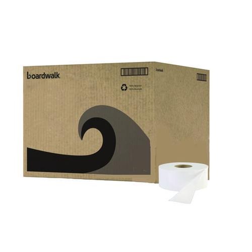 Toilet Paper | Boardwalk SOD410320 3.2 in. x 525 ft. 2 Ply Septic Safe Jumbo Roll Bathroom Tissue - White (12/Carton) image number 0