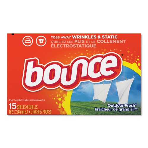 Cleaning & Janitorial Supplies | Bounce 95860 Fabric Softener Sheets - Outdoor Fresh (15/Carton) image number 0
