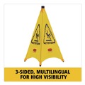 Safety Equipment | Rubbermaid Commercial FG9S0000YEL 3-Sided Fabric 21 in. x 21 in. x 20 in. Multilingual "Caution" Pop-Up Safety Cone - Yellow image number 3