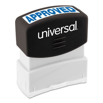 Universal UNV10043 Pre-Inked One-Color Approved Message Stamp - Blue