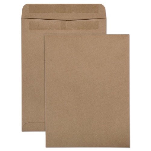  | Quality Park QUA43511 9 in. x 12 in. #10 1/2 Cheese Blade Flap Redi-Seal Closure 100% Recycled Redi-Seal Envelope - Brown Kraft (100/Box) image number 0