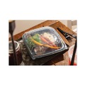 Food Service | Pactiv Corp. DC109100B000 EarthChoice 1 Compartment 66 oz. 10.5 in. x 9.5 in. x 3 in. Plastic Vented Dual Color Microwavable Hinged Lid Container - Black/Clear image number 6