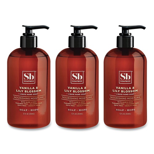 Hand Soaps | Soapbox SBS06795 12 oz Hand Soap - Vanilla and Lily Blossom Scent (3/Box) image number 0